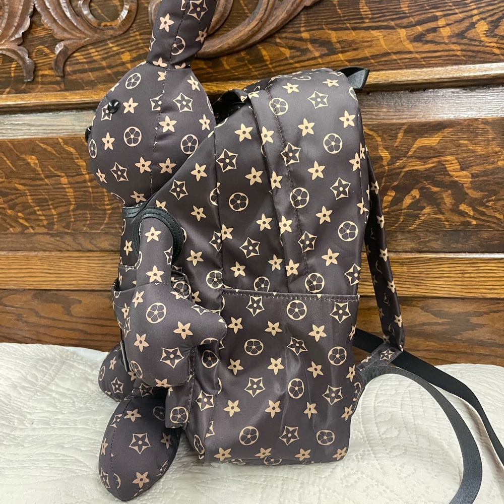 Brown monogram Patterned Bunny Backpack - image 4